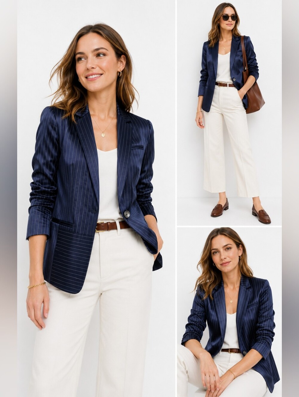 Banana Republic Navy Pinstripe Tailored Blazer Jacket Size 6